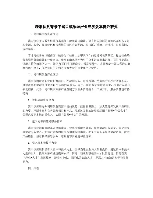 精准扶贫背景下嵩口镇旅游产业经济效率提升研究