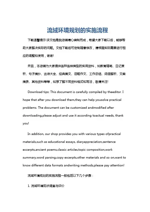 流域环境规划的实施流程