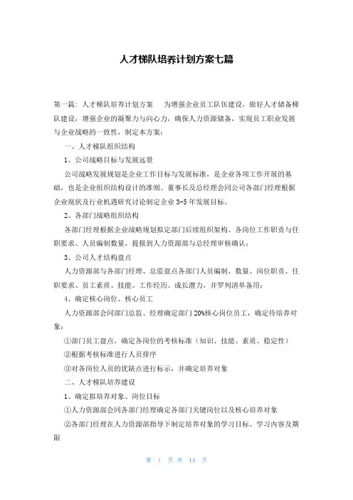 人才梯队培养计划方案七篇