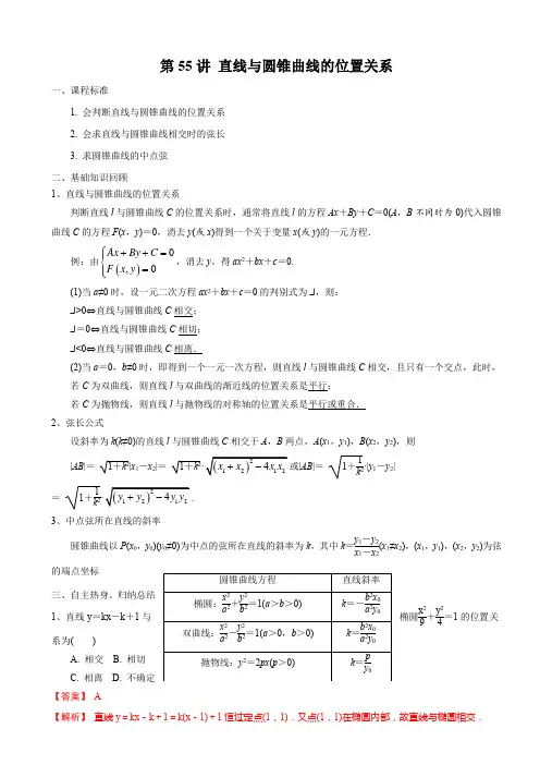 绝密资料高中数学直线与圆锥曲线的位置关系(解析版)