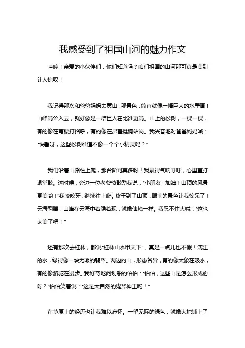 我感受到了祖国山河的魅力作文 2
