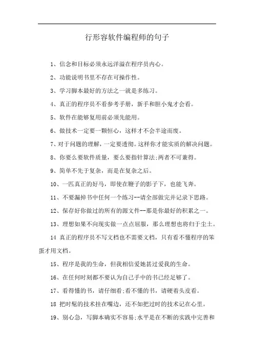行形容软件编程师的句子