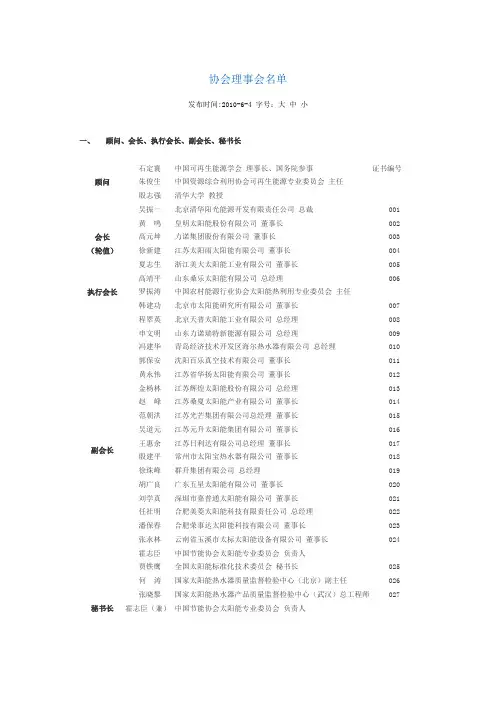 中国可再生能源协会会员名单