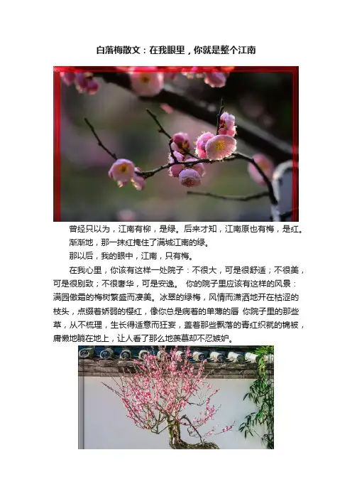 白落梅散文：在我眼里，你就是整个江南