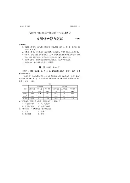 广东省深圳市高三第二次调研考试(图片)——文综(文综)