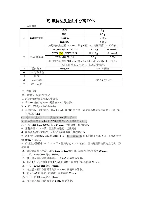 血样DNA提取方法