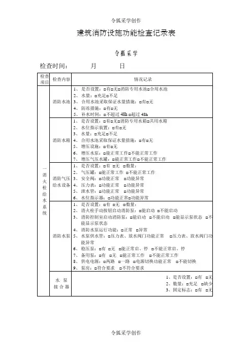 消防日常检查表格