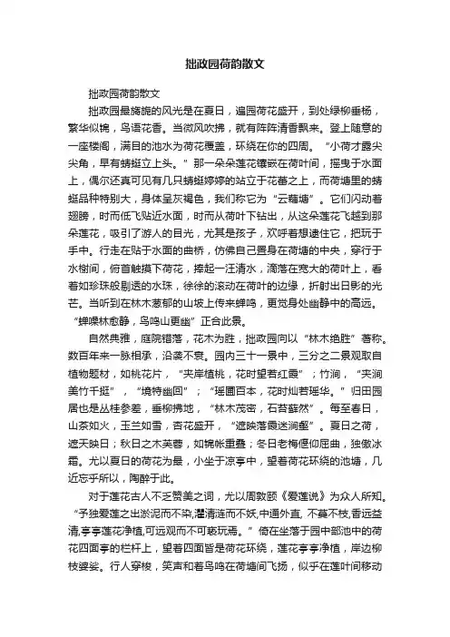 拙政园荷韵散文