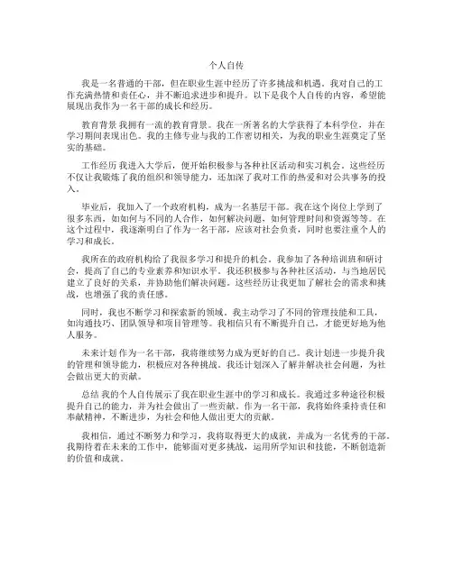 干部提拔个人自传