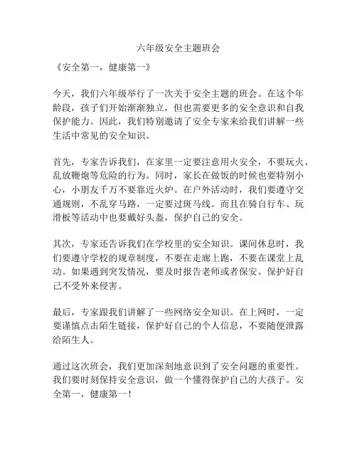六年级安全主题班会