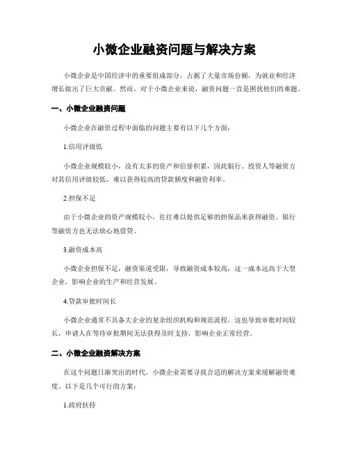 小微企业融资问题与解决方案