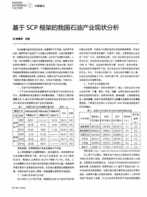 基于SCP框架的我国石油产业现状分析