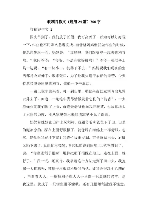 收稻谷作文(通用24篇)700字