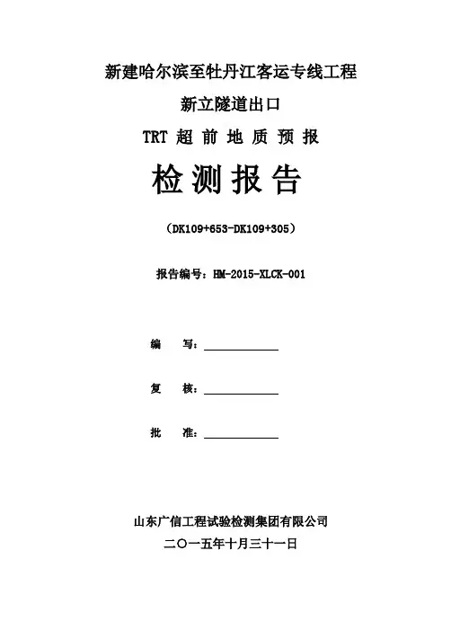 TRT隧道超前地质预报报告课案