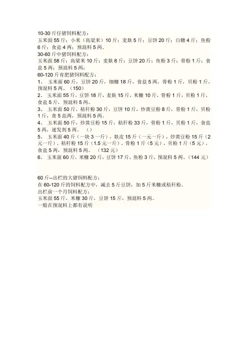 猪饲料配方