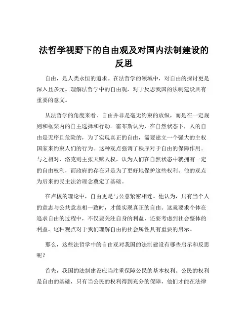 法哲学视野下的自由观及对国内法制建设的反思