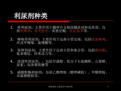 利尿剂在心衰治疗中的应用培训课件