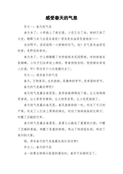 感受春天的气息_作文