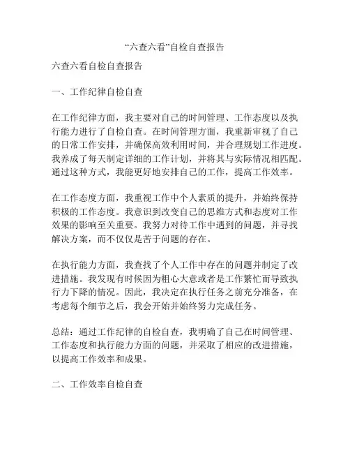 “六查六看”自检自查报告