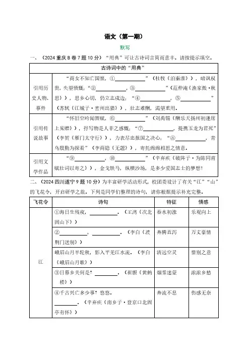 2024全国各地区语文中考真题汇编《第一期》