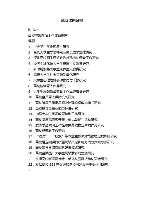 思政课题名称