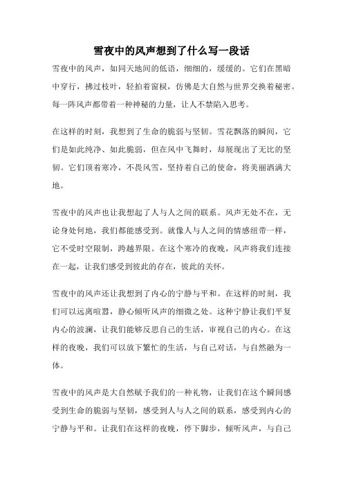 雪夜中的风声想到了什么写一段话