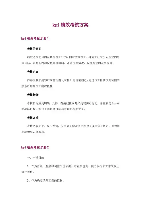 2024年kpi绩效考核方案