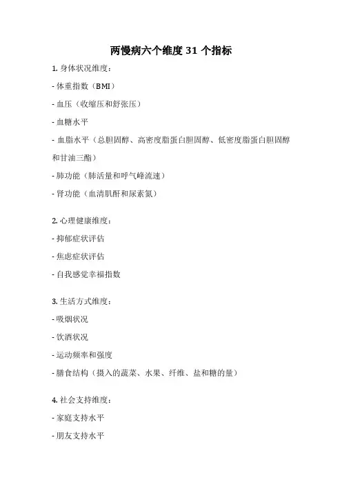 两慢病六个维度31个指标