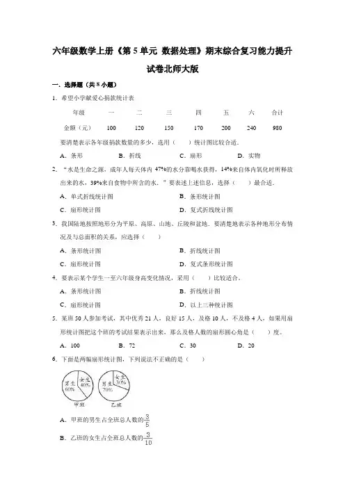 六年级数学上册【精品】《第5单元数据处理》期末综合复习能力提升试卷(含解析)(北师大版)