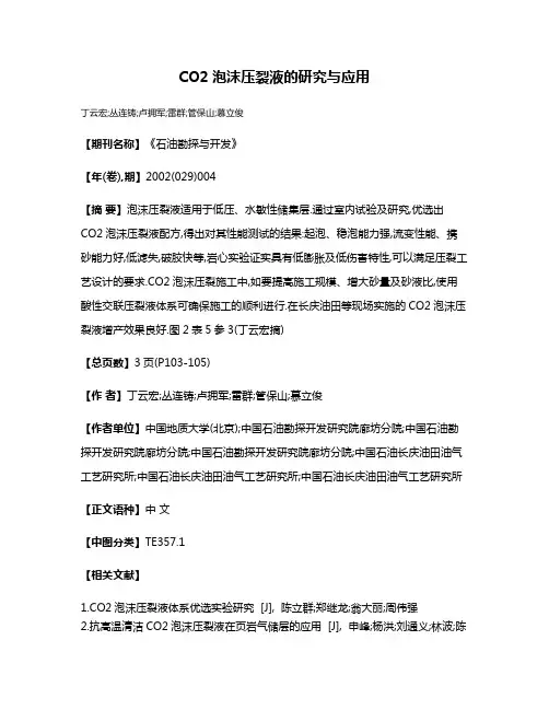 CO2泡沫压裂液的研究与应用