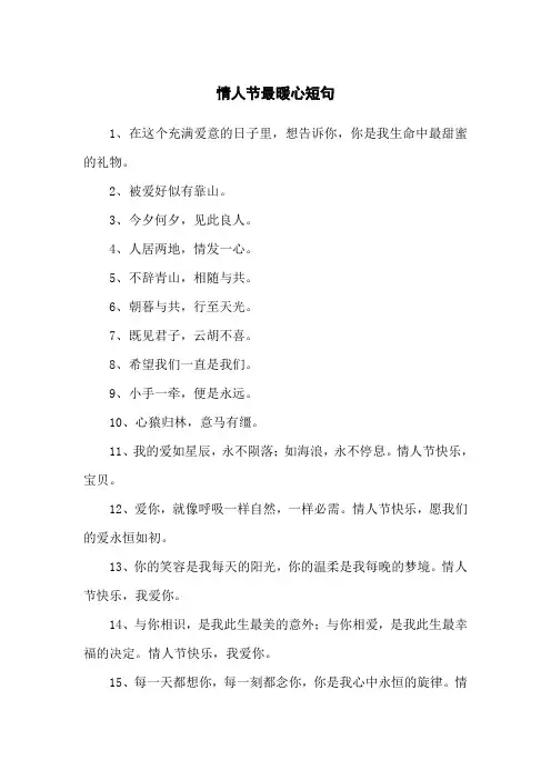 情人节最暖心短句2024版
