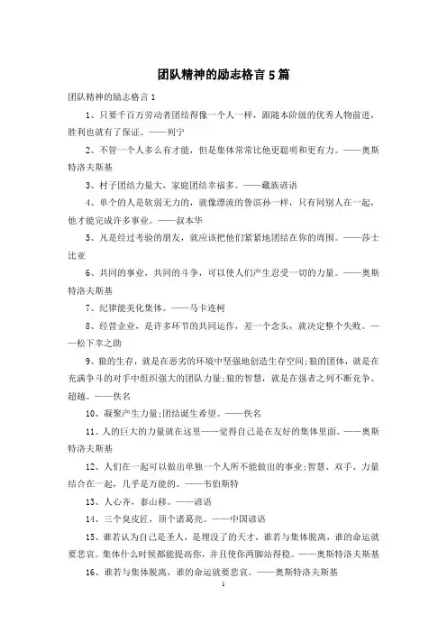 团队精神的励志格言5篇