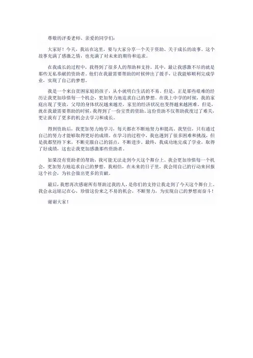 筑梦飞翔·资助伴我成长征文3000字