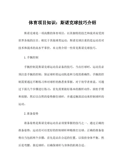 体育项目知识：斯诺克球技巧介绍