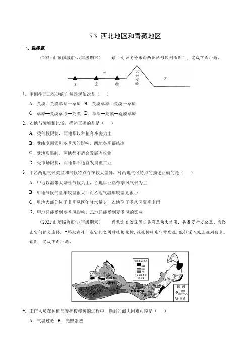 湘教版地理八年级下册_西北地区和青藏地区(同步课堂必刷题)