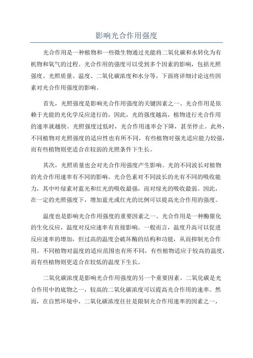 影响光合作用强度