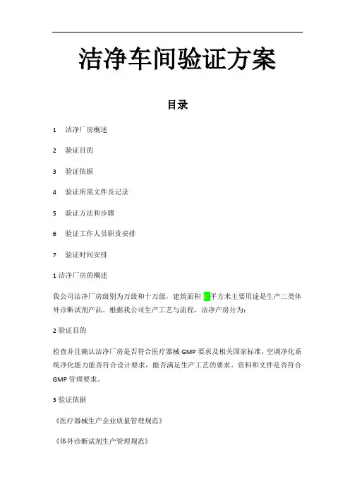 洁净车间验证方案