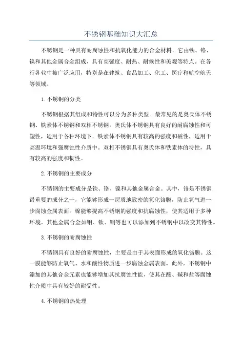 不锈钢基础知识大汇总