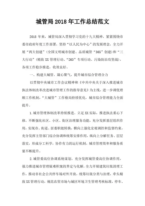 城管局2018年工作总结范文