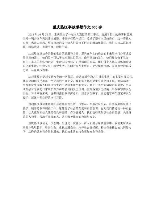 重庆坠江事故感想作文600字
