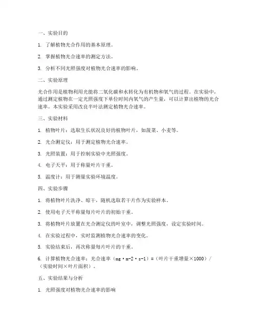 植物光合测定实验报告