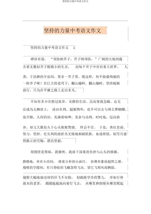 坚持的力量中考语文作文