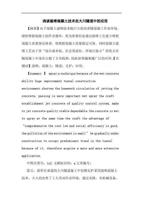 浅谈湿喷混凝土技术在大川隧道中的应用