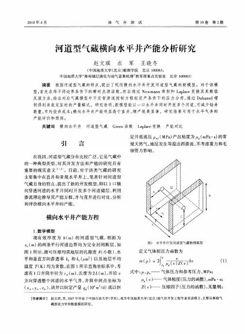 河道型气藏横向水平井产能分析研究