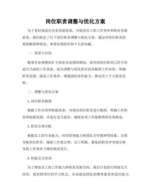 岗位职责调整与优化方案