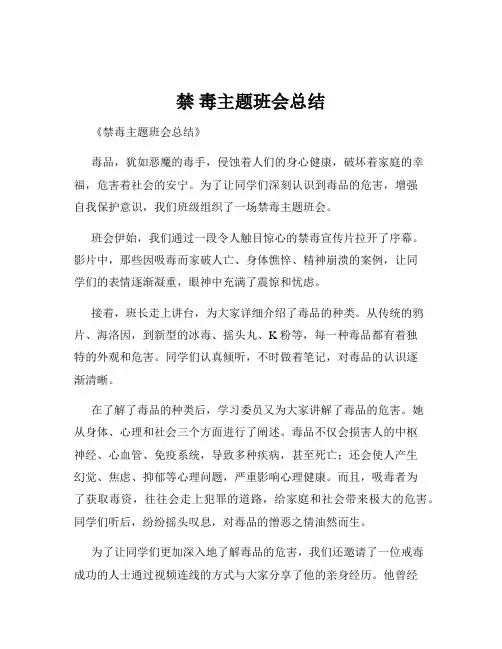 禁 毒主题班会总结