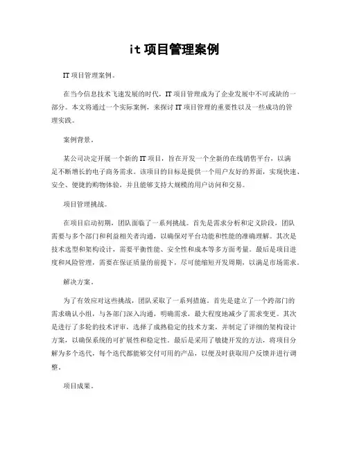 it项目管理案例