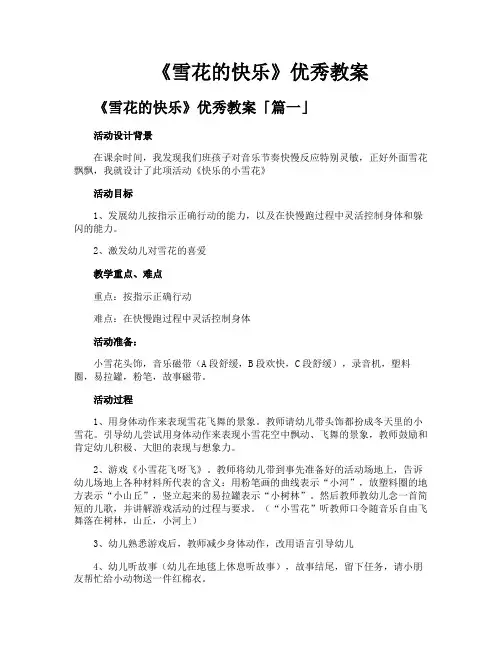 《雪花的快乐》优秀教案
