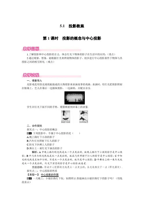 北师大版九年级数学上册第五章《投影与视图》投影教案