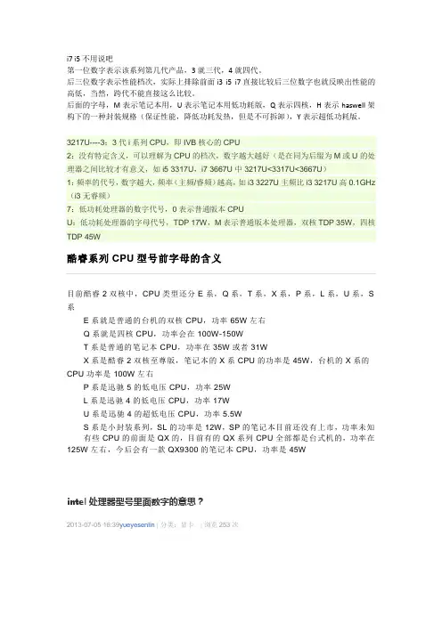 cpu型号含义